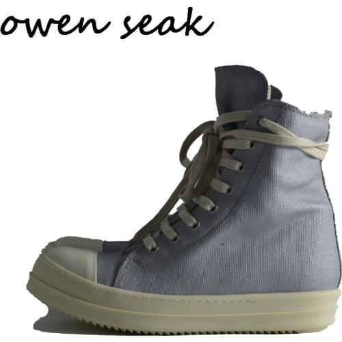 Owen Seak Arrival Women Casual Canvas Shoes High-TOP Ankle Lace Up Luxury Trainers Sneaker Boots Brand Zip Flats Shoes Black Big