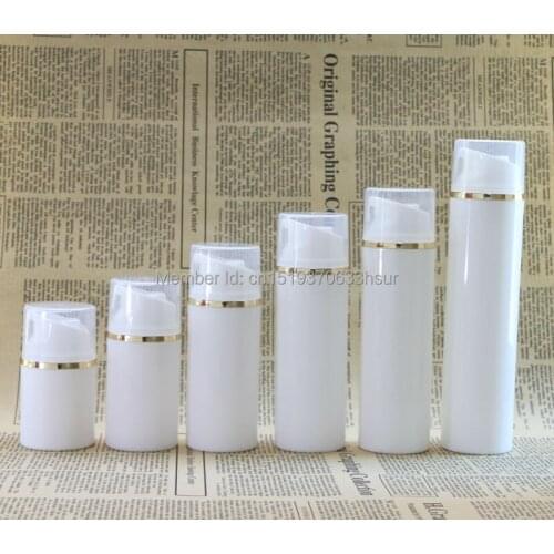 Golden Edge Transparent Cap Airless Pump Bottles Plastic Cosemtic Containers Airless Bottle for Lotion 2 pcs/lot