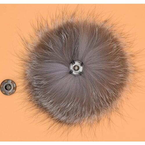 Ms.MinShu Silver Fox Fur Pompom 15cm 100% Natural Fox Fur Pompon Big Fox Fur Balls for caps Beanies Cap Fur Balls