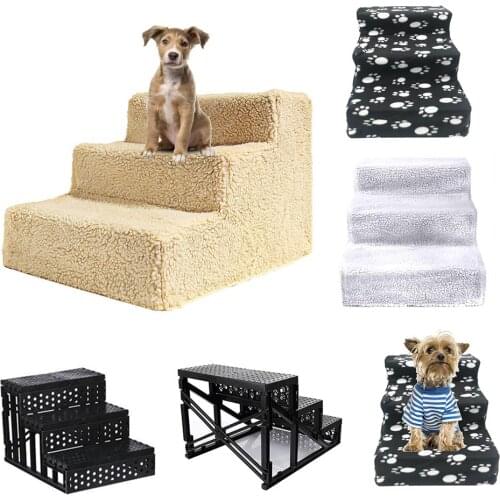 Portable 3 Steps Pet Dog Cat Stairs Ramp Easy Way Ladder Cover Indoor Nonslip Dog Bed Ladder Universal pet Dog Accessories