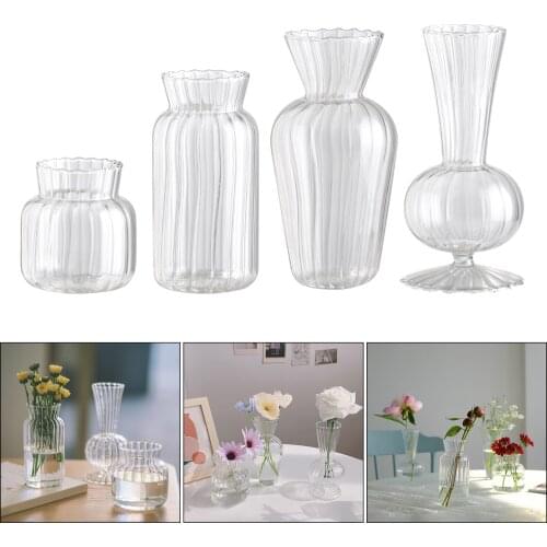 Nordic Clear Glass Vase Thickened Transparent Flower Vase Creative Dried Flower Bottle Living Room Home Office Bar Decoration