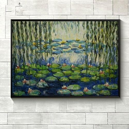Hand painted Canvas oil paintings lotus flower Monet painting Abstract Modern wall art picture world famous painting #839