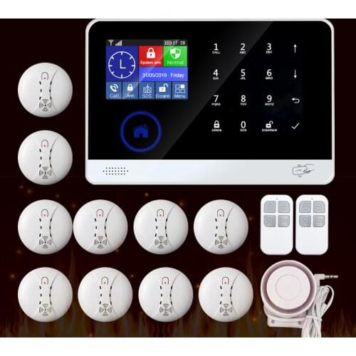 Touch Penal Wireless WIFI GSM Alarm System Fire Smoke Alarm Sensor