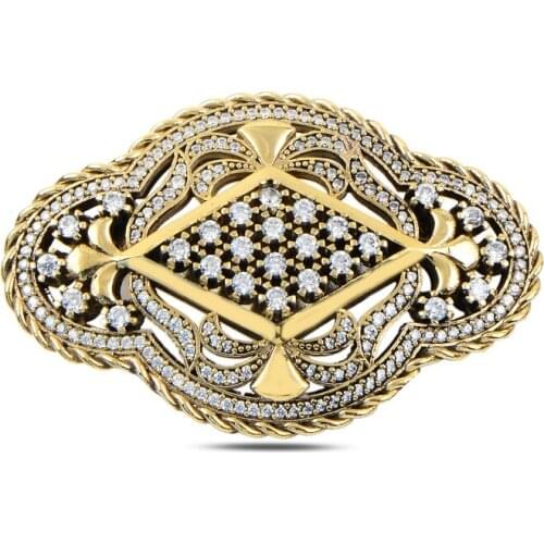 Silver 925 Sterling Zircon Cubic Zirconia Authentic Brooch