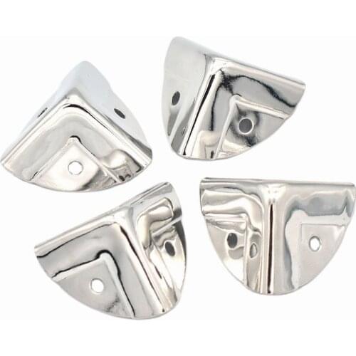 28mm Silver corner With screws Box Edge Safety Guard Decorative Corner Brackets for Wood Case Jewelry Box Cabinet Trunk-12pcs