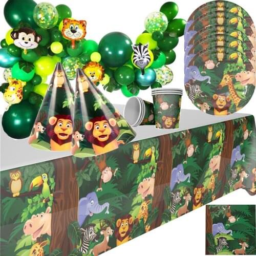 Woodland Animals Birthday Party Decor Tableware Kids Jungle Safari Birthday party Supplies Cups plate Party Decor Baby Shower