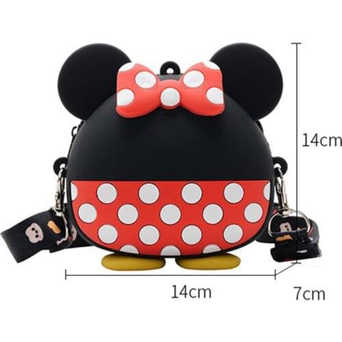 Disney Mickey Minnie Chain Shoulder Bag Cartoon Silicone Girls Messenger Bag Coin Purse Parent-child Gift Messenger Bag