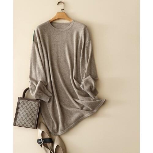 SHUCHAN Oversized Sweater Vintage Appliques Solid Long Sweters for Women Thin Womens Plus Size Knit Pullover Autumn