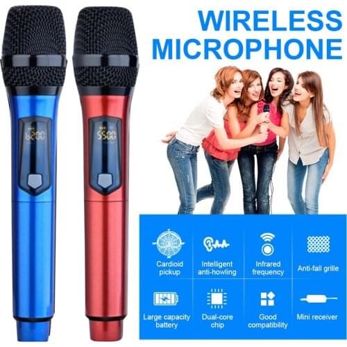 Universal Wireless Handheld Microphone Hypercardioid for Home Outdoor Conference Karaoke Professional Stereo Mic Portable FM