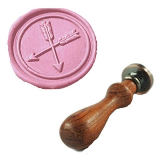 Vintage Double Arrow Cross Custom Picture Logo Wedding Invitation Wax Seal Sealing Stamp Rosewood Handle Set
