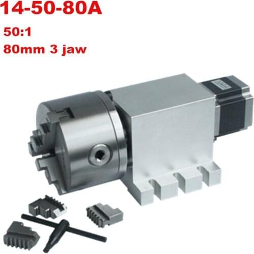 Harmonicgear Retarder 4th A Axis Dividing Head 80 100mm CNC Rotary Axis Speed Reducing Ratio 50:1 for Wood Router Machine