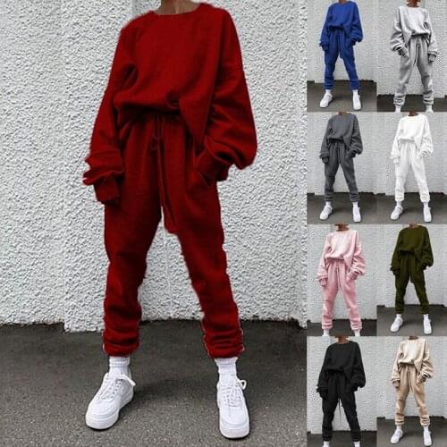 Winter Womens Two Accessories 2021 Two Accessory Set Autumn Womens Sportswear Super Size Sweater And Pants Slacks Sportswear