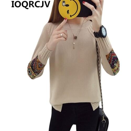 2019 Spring Autumn Women Sweater and Pullover Print Long Sleeved Bottoming Sweaters Knitted Slim Soft Jumper Sweater Female Tops