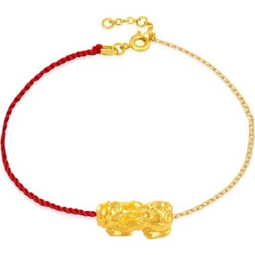 Gold Color pixiu bracelet handmade woven red rope female lucky red rope bracelet