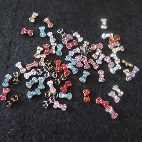 10pcs Fancy Mini Crystal Rhinestone Mixed-Color Bow Metal Charms Metal Deco Charms Nail Art MD-Mix1