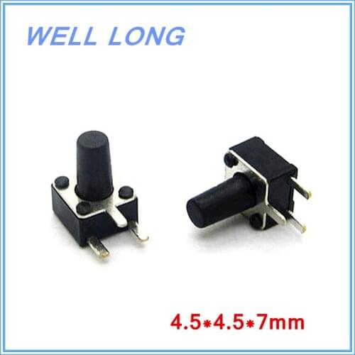 100pcs/lot 4.5*4.5*7mm touch switch 3 pin side button Micro button