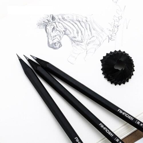 2B Black Wooden Pencils for School 2B Basswood Hexagonal Pencils Set for Office and School Supplies 10pcs/set