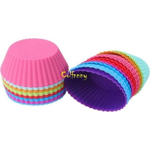 3000pcs/lot Fast shipping Fashion 7cm Round shape Silicone Muffin Cases Cake Cupcake Liner Baking Mold random color