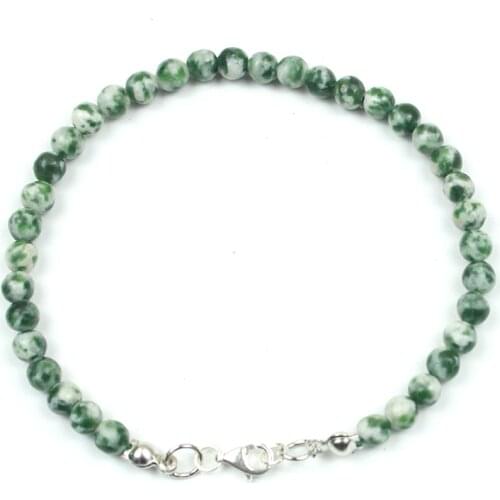 BKPP The Series the same 4mm Small particle green white dotted stone round beads simple and popular braided bracelet for Couple