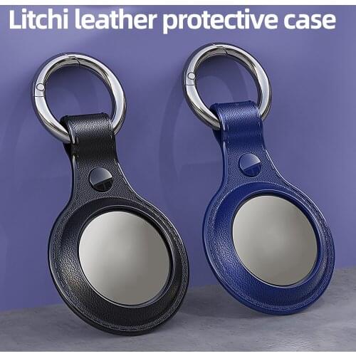 Luxury Texture PU Leather Case For Apple Airtags Protective Cover For Apple Locator Tracker Anti-lost Device Keychain Sleeve