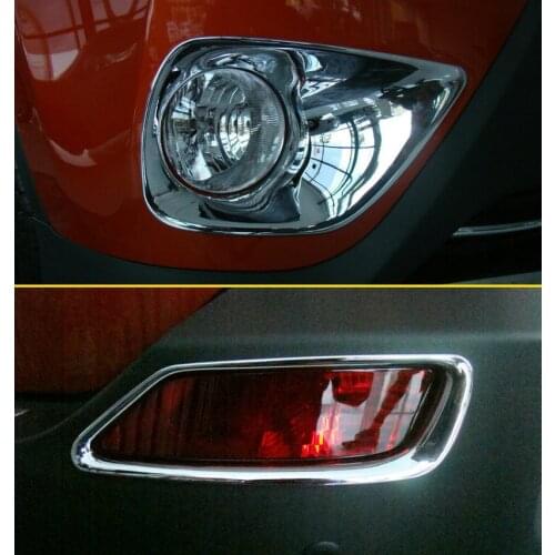 For 2013-2015 Toyota RAV4 Front + Rear Fog Light Cover Set Chrome Bumper Reflector Surrounds Accessories
