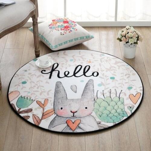 Home Cartoon Rabbit Printed Round Carpet For Living Room Computer Chair Area Rugs Children Play Tent Floor Mat Cloakroom Rug