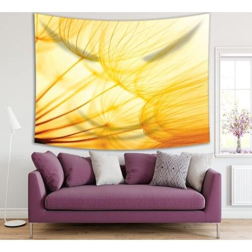 Tapestry Dandelion in Golden Sunlight Meadow Flowers Wild Nature Sunset View Floral Art Yellow Brown