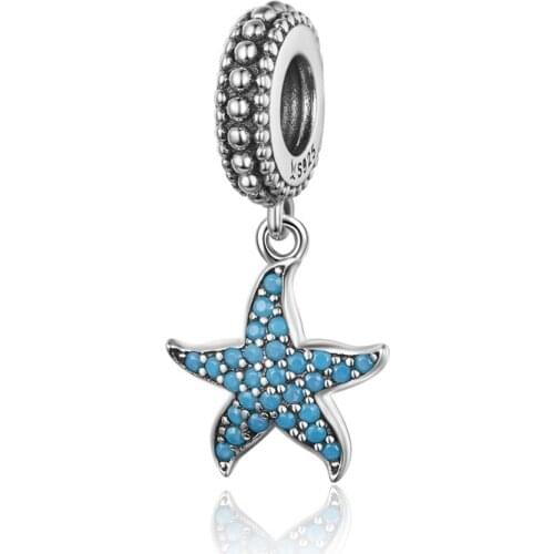 Hot Sale 100% Real 925 Sterling Silver Sea Starfish Dolphin Charm Bead Fit Original Pandora Bracelets Dangle DIY Jewelry Making