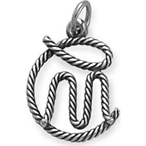 Artfully crafted "CM" Rope Charm antique silver plated jewelry