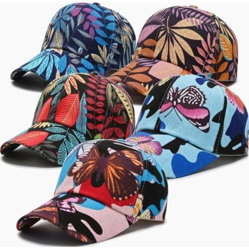 Hot Sale New Fashion Leaf Butterfly Print Face Cap Hats For Men Women Color Tennis Caps Summer Outdoor Sports Shade Visor Hat