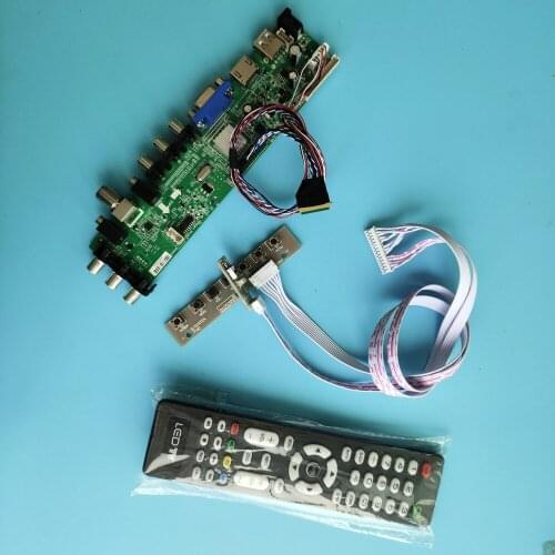 Kit For LTN140AT21-C02 controller board HDMI AV 1366X768 LED USB VGA TV Panel DVB-T2 Signal digital screen 14" DVB-T remote