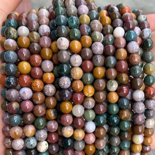Natural Stone Ocean Agates Beads Round Loose 6/8/10/12mm DIY Bead For Jewelry Making Power Healing Bracelet Necklace Strand15