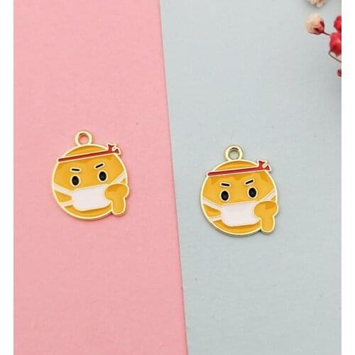 10Pcs/Lot 16x19mm Emoticons Mask Shape Charm For Jewelry Making Gift Enamel Gold Color Tone DIY Handmade Jewelry Accessories