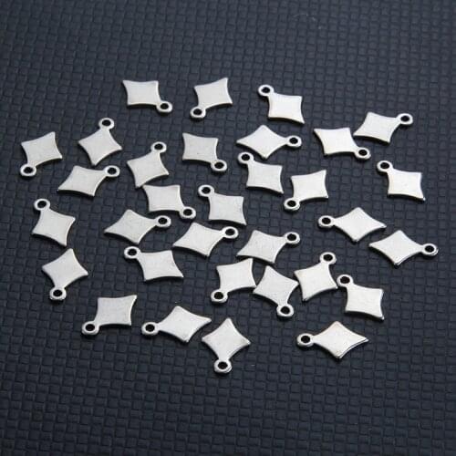 14*10mm Metal Square Shaped Charms Silver Color Stainless Steel Blank Charms for Diy Jewelry Making Accessories 20pcs Hand Made