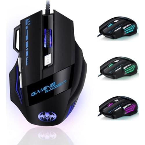 Gaming Mouse 7-button USB Wired Optical Mouse Computer Luminous Breathing Light Game Mice 7200DPI Adjustable for PC Notebook