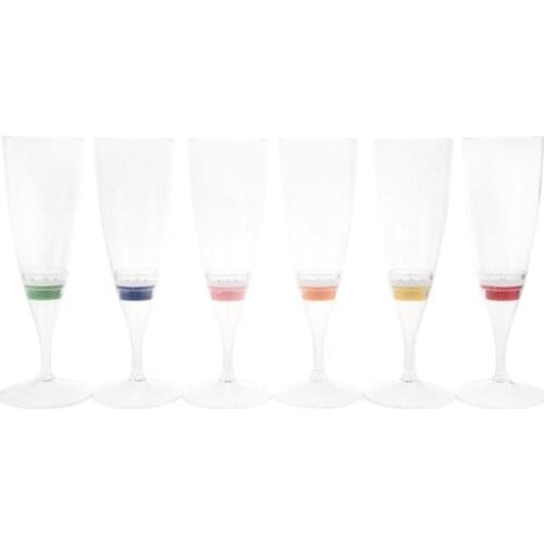 6 Set LED Light Wine Flute Light Up Liquid Activated Champagne Glasses for Wedding New YearParty Flute Multicolor