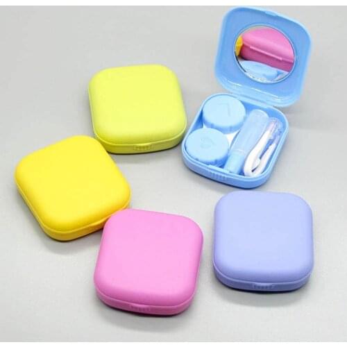 Popular Mini Square ContactLens Case Box Travel Portable Kit Pocket ContactLens Case Glasses Mirror Box Holder Container