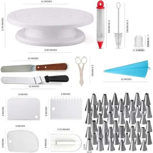 69pcs Cake Decorating Supplies Turntable Piping Tip Nozzle Pastry Bag Brush Pen Scraper DIY Baking Cupcake Mold Kitchen Tools