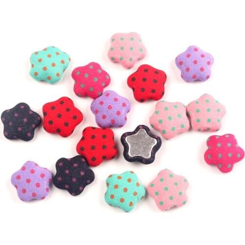 LF 50Pcs Mixed 16mm Flower Cloth Sewing Buttons For Clothes Needlework Flatback Scrapbooking Crafts Decorative Diy Accessories