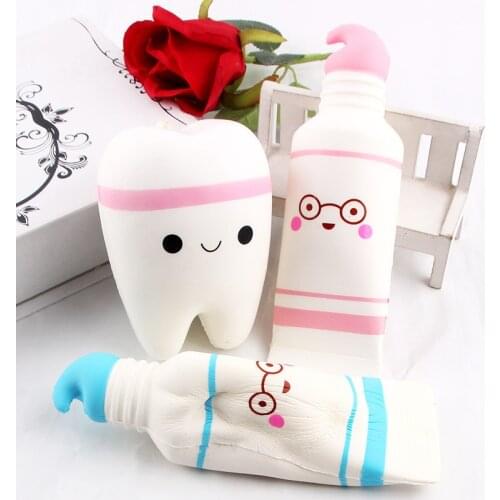 Cute Cartoon Tooth Pendant Squish Toy Squishies Slow Rising Toothpaste Soft Squeeze Cute Stretchy Toy Gift Wholesale
