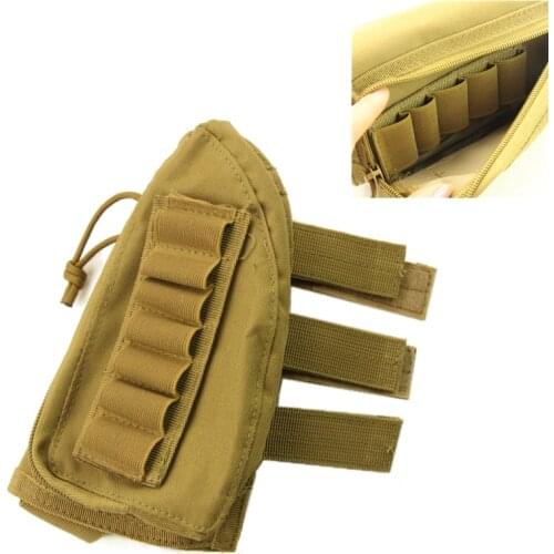 Tactical Shotgun Ammo Pouch Hunting Bullet Pouch 12 Shells Butt Stock Shell Cartridge Holder Ammo Carrier