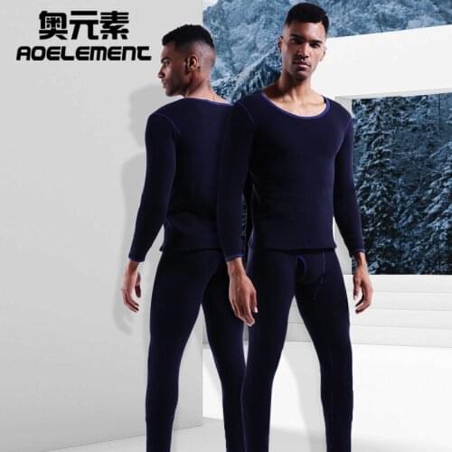 Mens fall clothes Plus thick velvet Cold-proof thermal underwear set Round neck autumn clothes Youth Qiu Yi long trousers