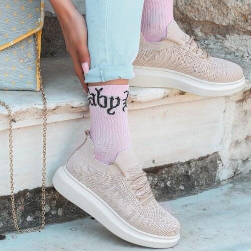 Tonar Fidox Cream Knitwear Lace-Up Sports Shoes New Season Convenient Seasonal Style Sneaker