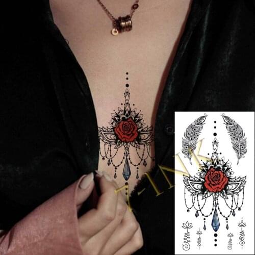 Waterproof Temporary tatoo sticker rose Dreamcatcher Drop diamond lotus feather Water Transfer fake flash tatto for men women