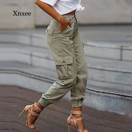 2021 Spring and Autumn Overalls Womens High Waist Pocket Slim Track Pants Fashion Street Clothing Long Overalls Elastic Pants