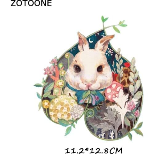 ZOTOONE Cute Rabbit Iron on Heat Transfer Ironing Stickers Kid Clothing T-shirt Thermal Patches Washable Decal DIY Appliques G