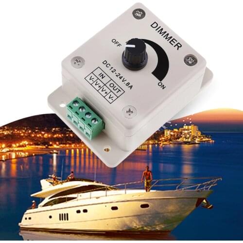 1 Pcs Marine DC 12V 8A LED Strip Dimmer PWM Dimming Controller Led Light Lamps or Ribbon Adjustable For Boat RV Camper Etc