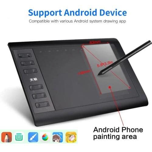 10moons G10 Digital Art Graphics Drawing Tablet 10 x 6 Inches Ultralight Art Creation Sketch with Battery-free Stylus 8 Pen Nibs