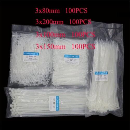 400PCS cable tie Assorted Self-locking Nylon Cable Ties Black Plastic Zip Tie Loop Wire Wrap Zip Ties 3*80/100/150/200mm