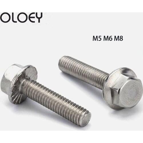 High Quality 5/20pcs M5 M6 M8 Good 304 Stainless Steel Hexagon Head With Serrated Flange Cap Screw Hex Washer Head Bolt